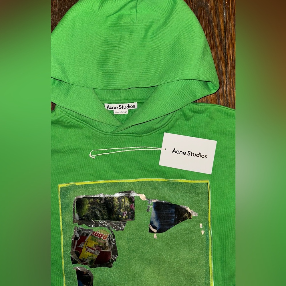 Acne studios hoodie sweatshirt green neon designer XS oversized so good for S/ M
